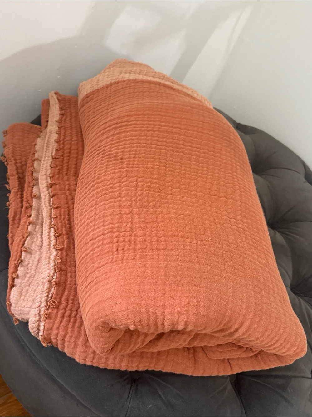 Anthropologie Quilted Cotton Throw in Burnt Orange